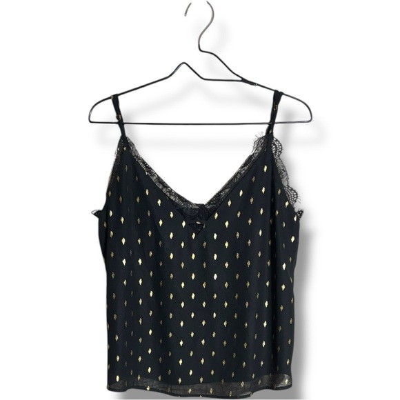 Adore Me Black Lace Cami w/ Gold Accents Adjustable Straps Black Lace Loose Fit - Picture 12 of 16